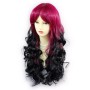 Wiwigs ® Romantic Long Curly Wig Light Wine Red & Off Black Dip-Dye Ombre Hair UK