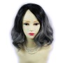 Wiwigs ® Lovely Short Wavy Wig Grey & Off Black Dip-Dye Ombre Hair UK