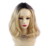 Wiwigs ® Pretty Short Wavy Bob Style Wig Light Golden Blonde & Dark Brown Dip-Dye Ombre Hair UK