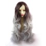 Wiwigs ® Pretty Long Wavy Wig Grey & Dark Auburn Dip-Dye Ombre Hair UK