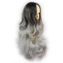 Wiwigs ® Pretty Long Wavy Wig Grey & Medium Brown Dip-Dye Ombre Hair UK