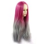 Wiwigs ® Romantic Long Straight Wig Grey & Dark Pink Dip-Dye Ombre Hair UK