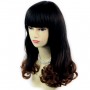 Bouncy Lovely Black Brown & Red Long Curly Lady Wigs Dip-Dye Ombre hair WIWIGS.