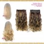 Half head 1 Piece clip In Curly Medium Brown Strawberry Blonde Highlights Hair Extensions UK